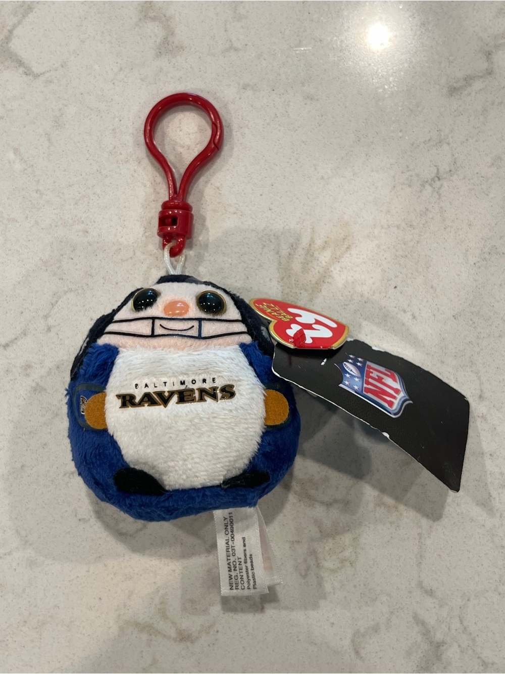 Ty Beanie Ballz Baltimore Ravens Plush Clip Keychain.